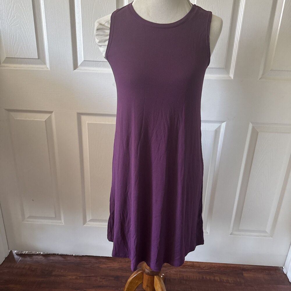 32 Degrees Womens Sleeveless Dress Small Purple Stretch Ribbed Stretch Beach